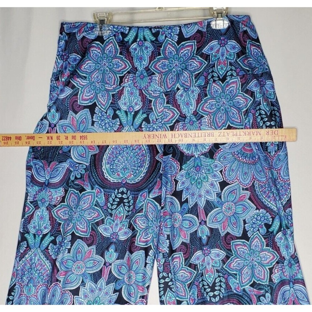 Arolina Wide Leg Pants Womens XL Blue Stretch Floral Paisley Multicolor Pull-On - Picture 6 of 11